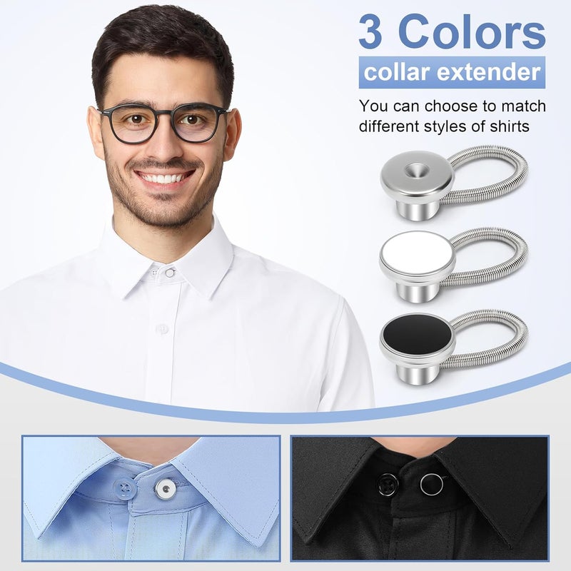 KUNTAERY 12 PCS Shirt Collar Button Extenders, Comfortable Neck Button Extender for Mens Dress Shirts, Instant Tie Collar Expansion - Image 3